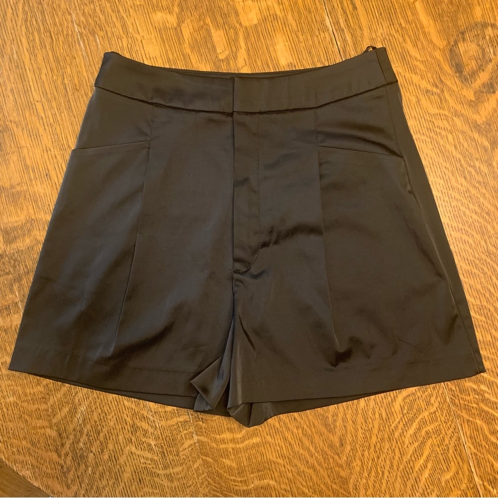 ZARA Black Satin Look Shorts with Pockets - size XS